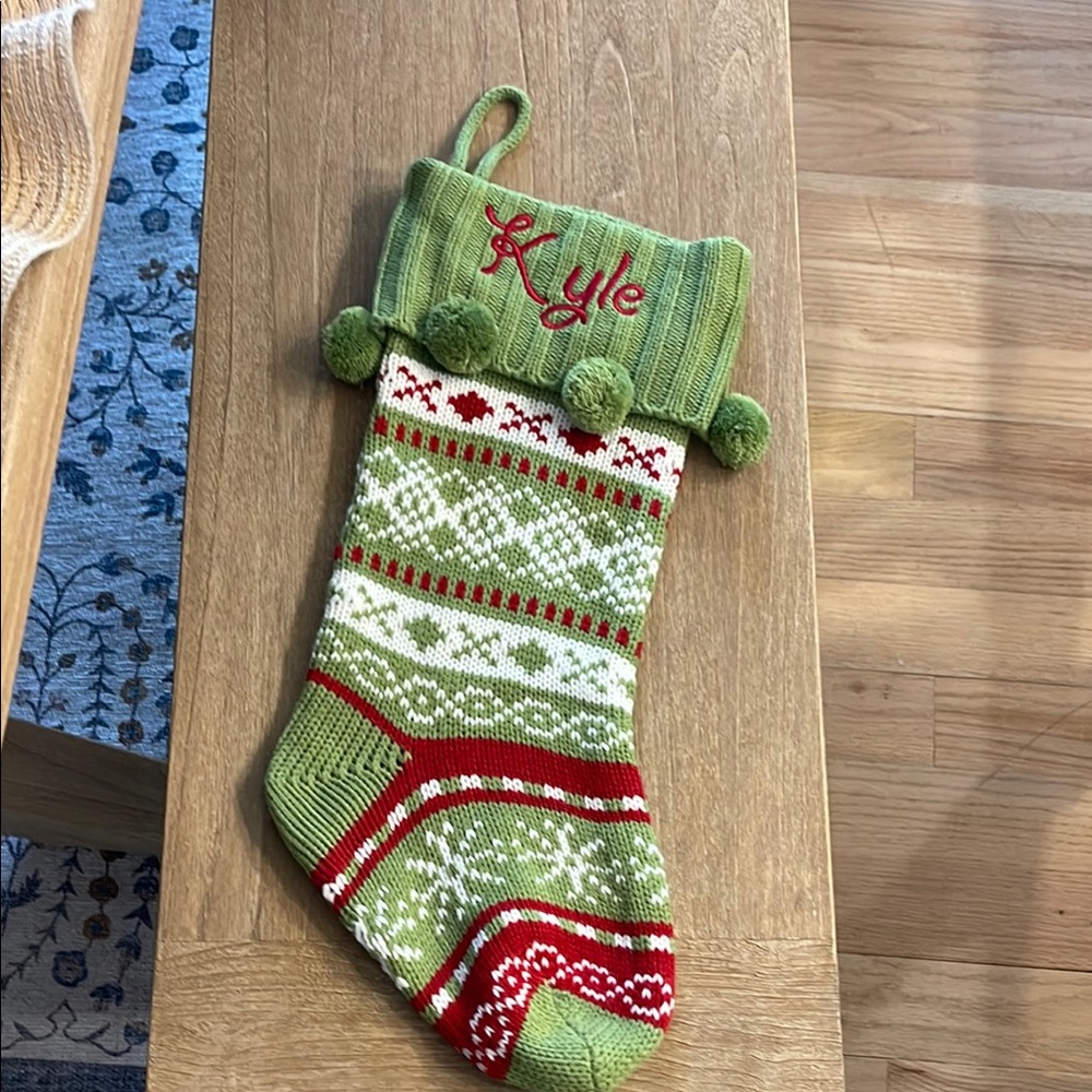 Green Holiday Knit Stocking